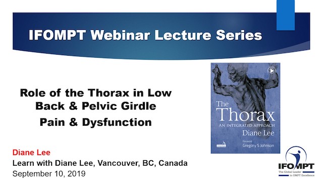 Role of Thorax Low Back and Pelvic Girdle Diane Lee
